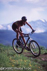 Woman mountain biking